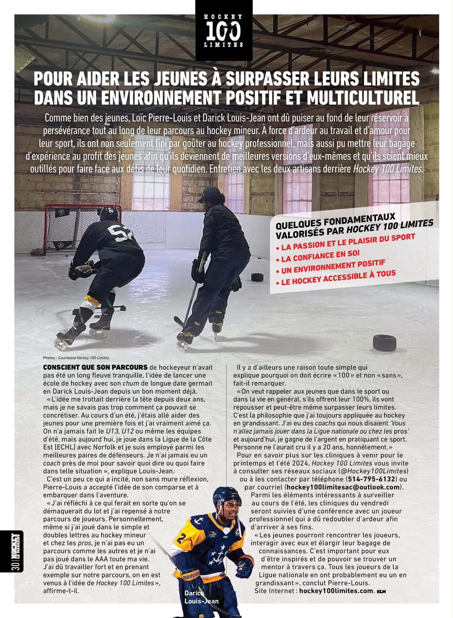 Article de Hockey Le Magazine sur les origines de Hockey 100 Limites et ses cofondateurs